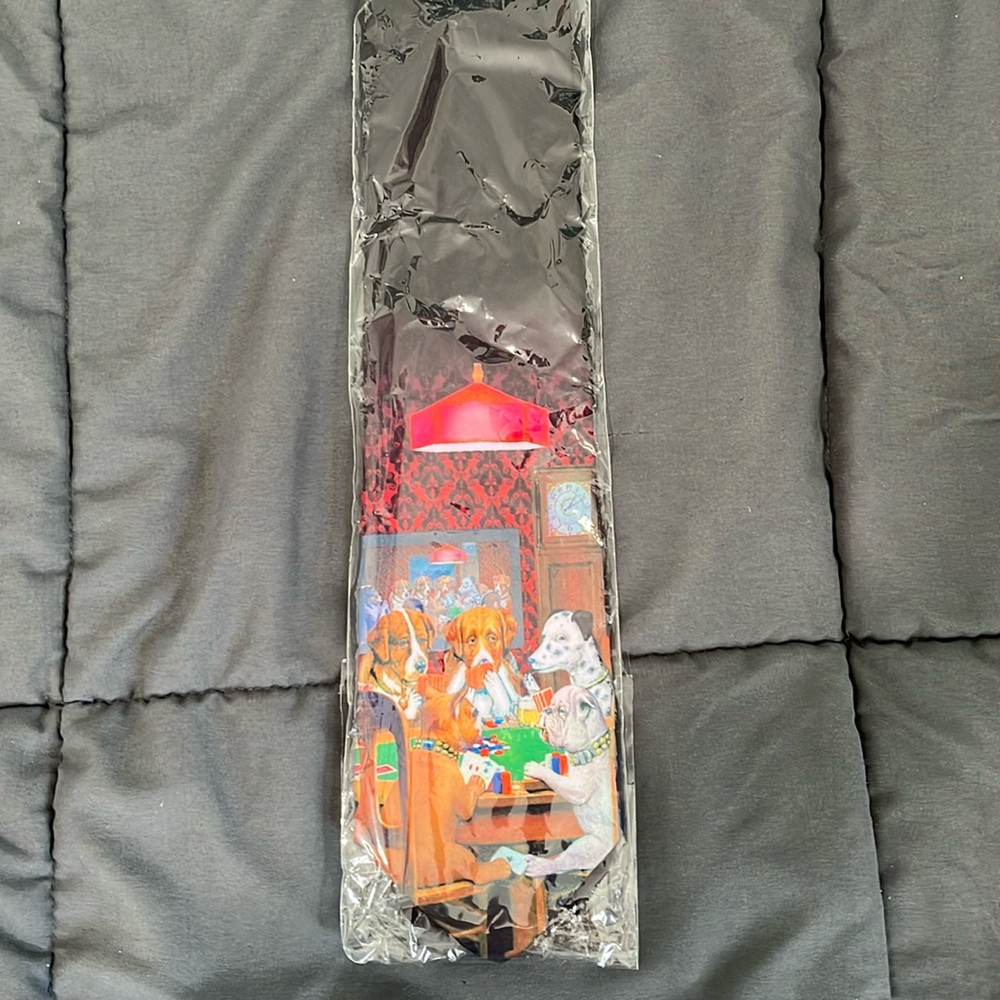 Dogs playing poker neck tie